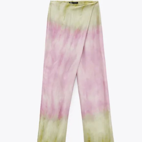 ZARA | Tie Dye Wrap Silk Lounge Pants - Picture 2 of 4
